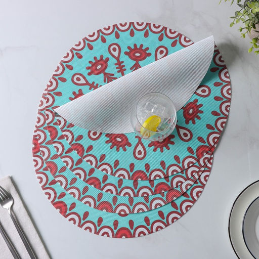 Набор салфеток сервировочных Доляна Колли, d=38 см, 4 шт, цвет бирюзовый  фото 4