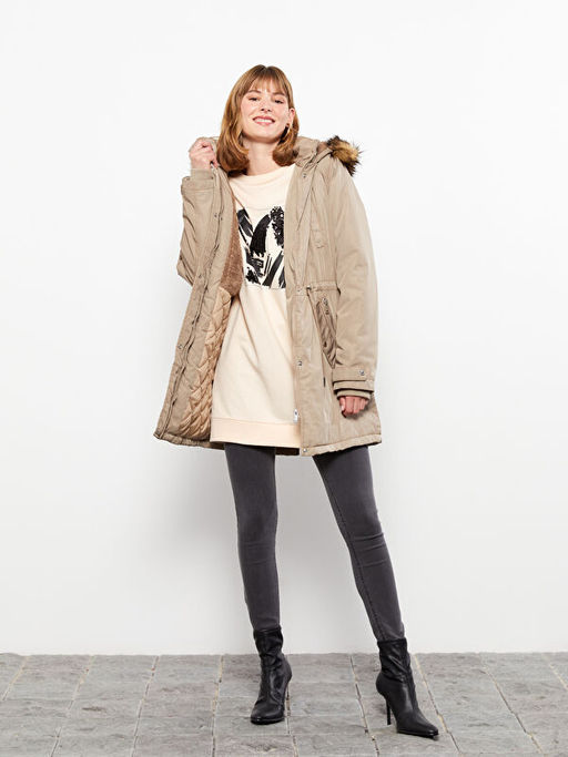 Kad?n Kap??onlu D?z Parka