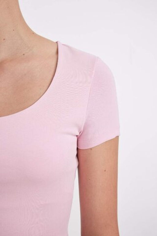 Базовая футболка с короткими рукавами и U-образным вырезом - Defacto фото 4