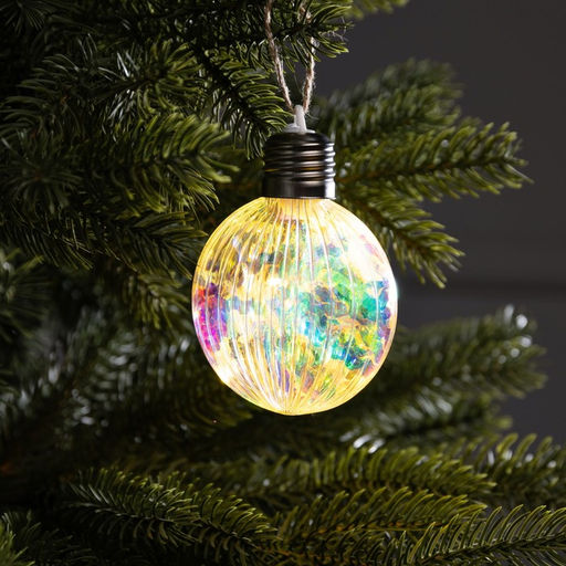 Ёлочный шар Ретро шар, 8х10.5 см, 5 LED, от батареек LR44x3, свечение тёплое белое