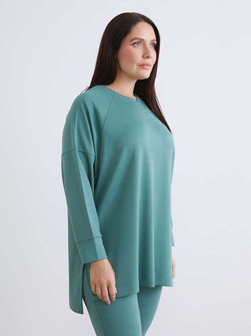 Bisiklet Yaka Oversize Kad?n Sweatshirt Tunik