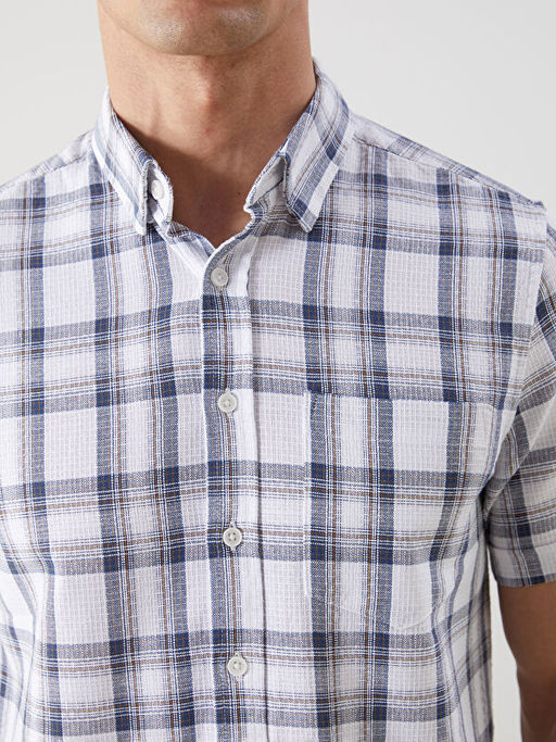 Regular Fit Y?n Kar???ml? Erkek G?mlek