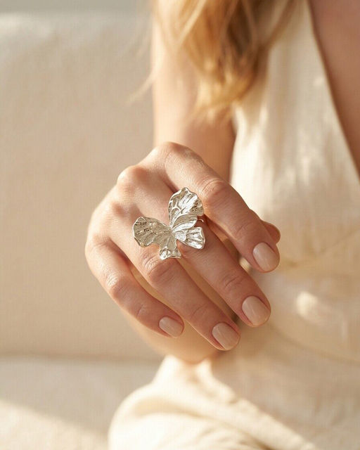 Кольцо с белым серебрением