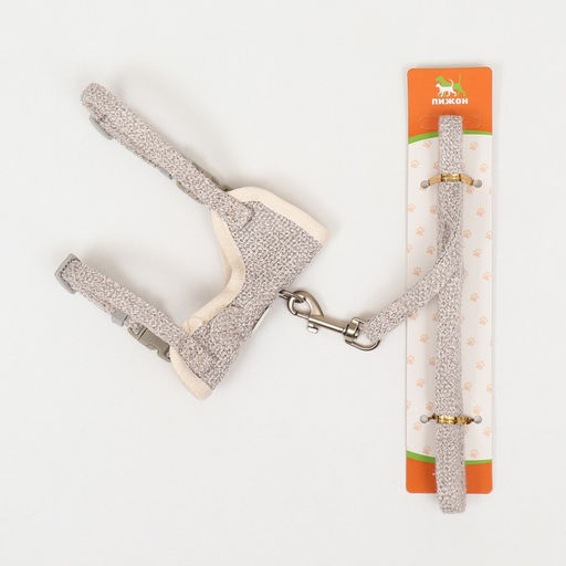 Комплект амуниции Мышка с мягкой шлейкой, поводок 120 х 1 см, ОШ 18-22 см, ОГ 24-30 см, серый - Пижон фото 10