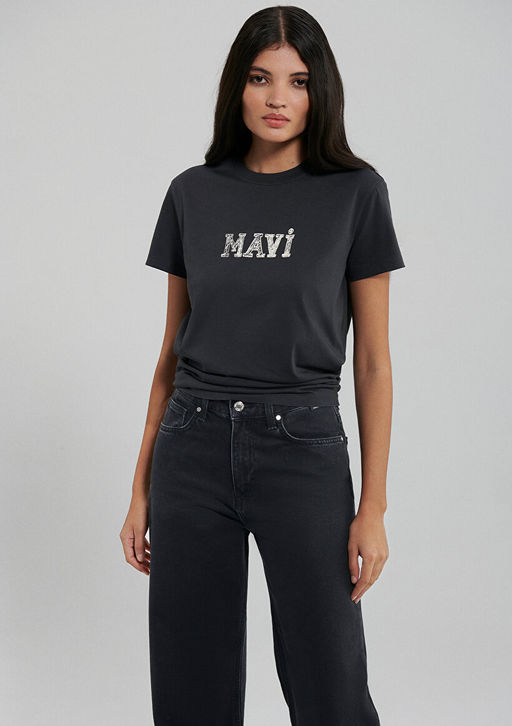 Mavi Bask?l? Gri Tisort  фото 2