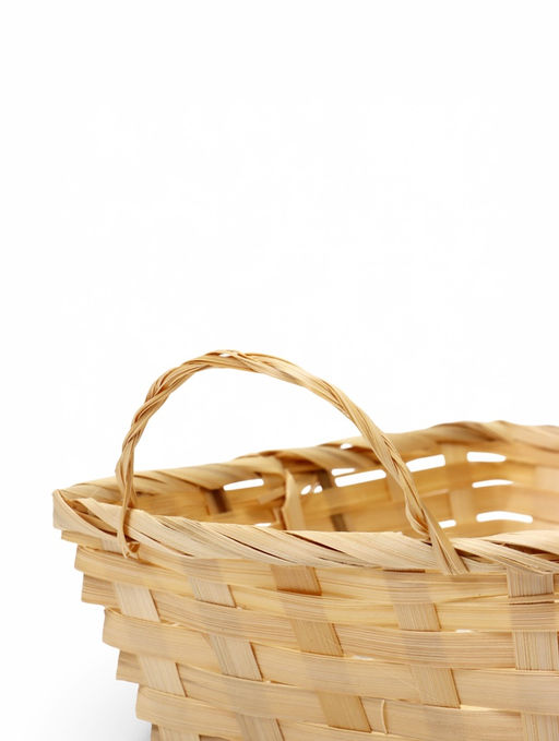 Корзина плетёная для хранения, 24×20×8 см, с ручками, бамбуковая, цвет натуральный, Greengo