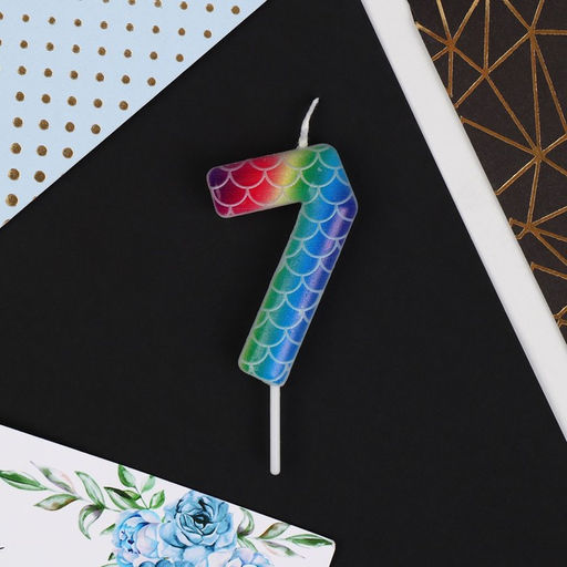 Свеча в торт цифра 7, разноцветная - Страна карнавалия фото 3