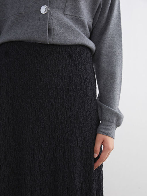 Beli Lastikli Ajurlu Dantelli Etek