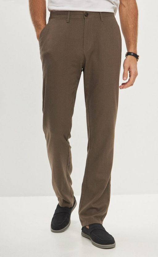 Брюки лен F211-0854 l.brown