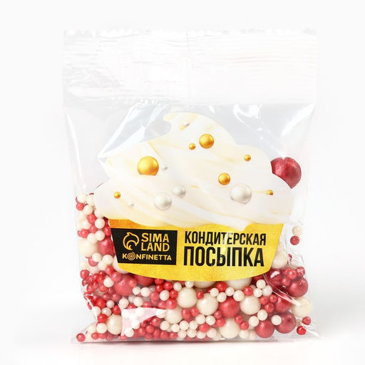 Посыпка кондитерская мягкая: красная, белая, 50 г. - KONFINETTA фото 3