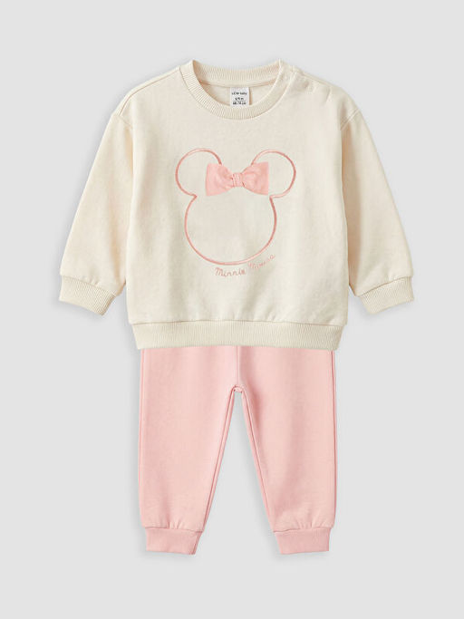 Minnie Mouse Nak??l? K?z Bebek Sweatshirt ve E?ofman Alt?