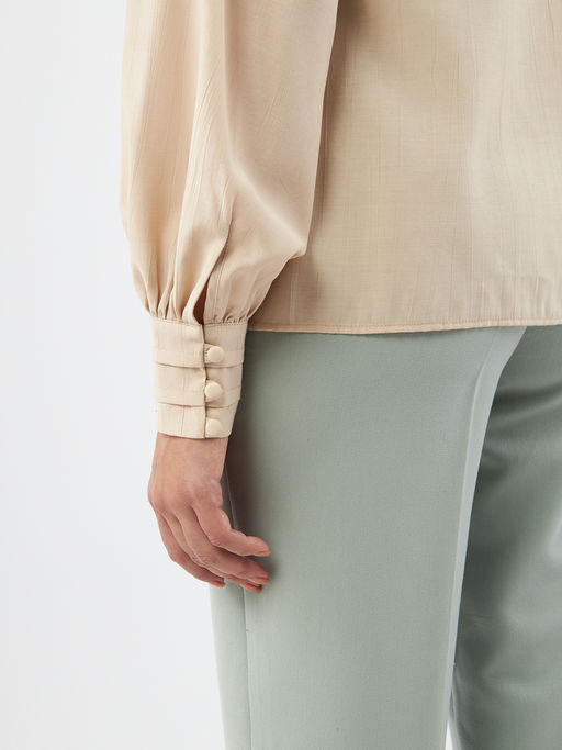 Блузкас отлетными рюшами OD-914-1 бежевый - Tantino фото 4