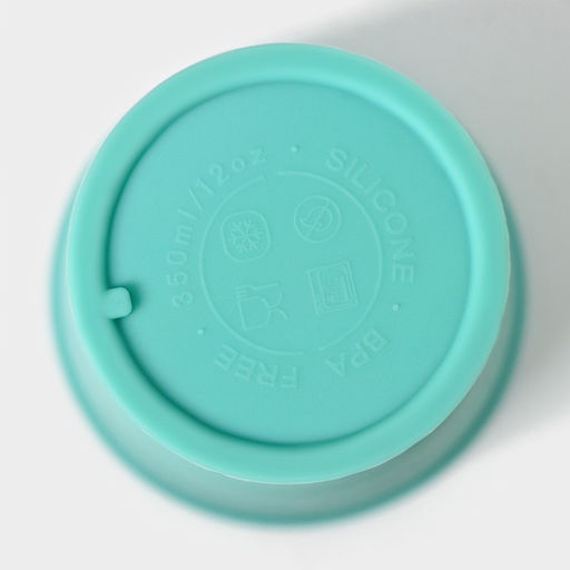 Стакан с крышкой и трубочкой, 350 мл, 9×9×13.5 см, бирюзовый