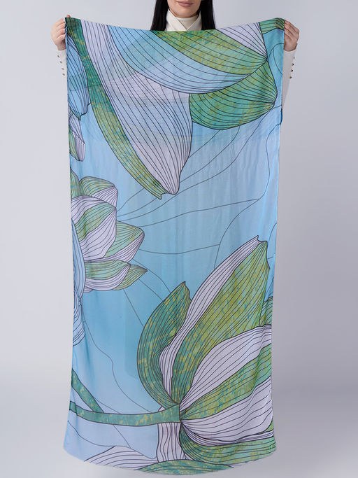 Большой мягкий очень нежный двусторонний палантин в стиле арт-деко - Tantino фото 11