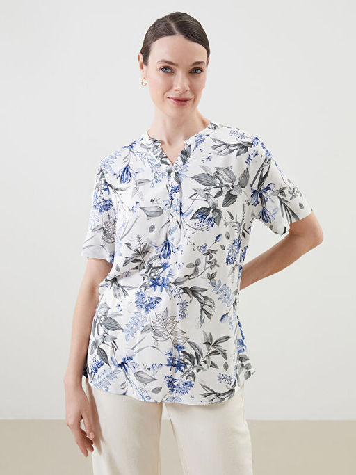 Ka??k Yaka ?i?ekli Bluz