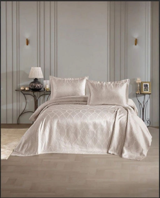 Покрывало EFOR Pique Bedspread SERENA (240*260) с наволочками бежевый BEJ