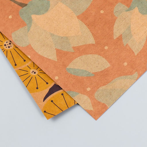 Цена за 10 шт. Бумага для скрапбукинга двусторонняя крафт Цветы, плотность 180 г, 15.5?17 см