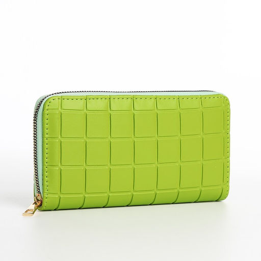 Кошелёк женский, большой, на молнии, зелёный