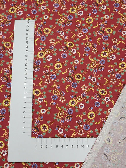 Перкаль Сказочный цветник цв.красный, ш.1.5м, хлопок-100%, 125гр/м.кв - Купава фото 3