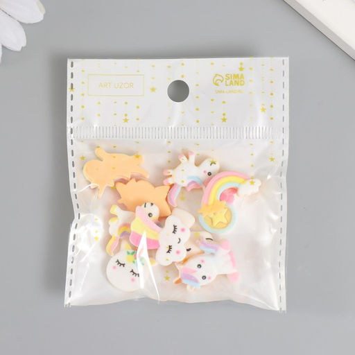 Декор для творчества пластик «Единорожки», набор 10 шт.