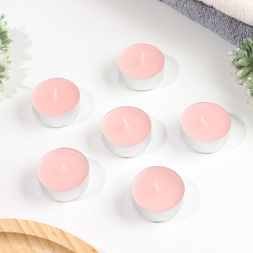 Набор свечей ароматических чайных «Роза», 3.8×1.6 см, 3.5 ч, 12 г, 6 шт.