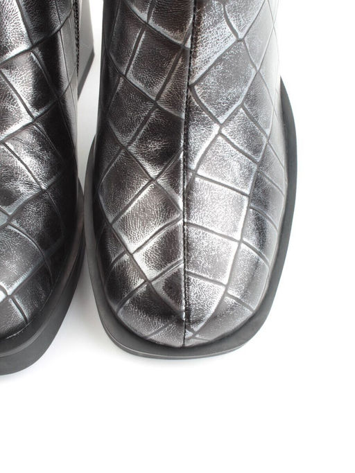 04-ZYM936 BLACK SILVER Ботильоны зимние женские (натуральная кожа, натуральный мех)