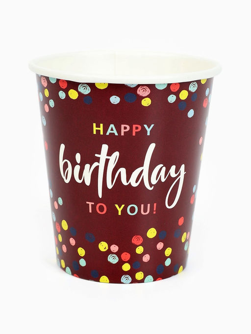 Цена за 10 шт. Стакан одноразовый бумажный Happy Birthday, 250 мл