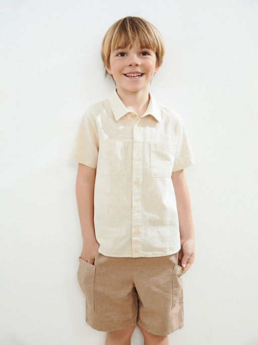 Regular Fit Erkek ?ocuk Keten G?mlek