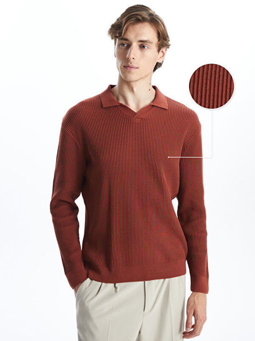 Polo Yaka Uzun Kollu Erkek Triko Kazak