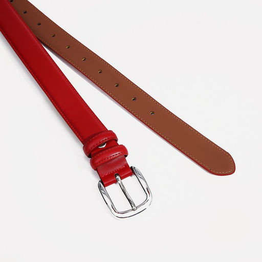 Ремень женский, ширина 3 см, винт, пряжка металл, цвет красный - Simaland фото 2