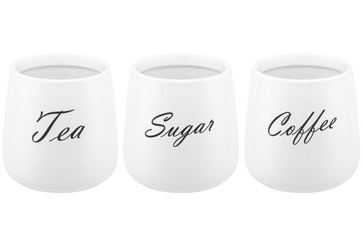 Набор банок д/хранения 3 пр. 850 мл 12*12*13 см "Tea, Coffee, Sugar" с бамбук. крышк. белый матовый