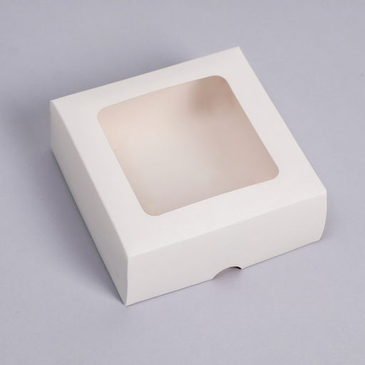 Цена за 10 шт. Коробка складная, крышка-дно, с окном, белая, 13 х 13 х 5 см - UPAK LAND фото 2