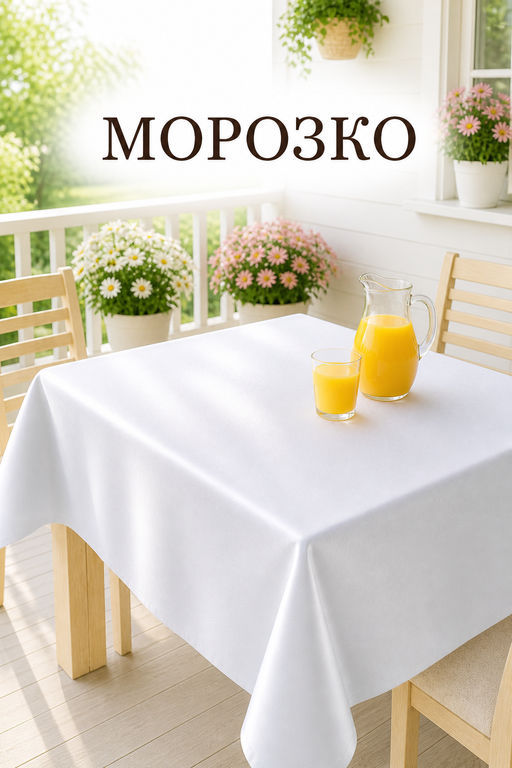 Скатерть арт. 13070/1/PB/130, МОРОЗКО, скатерть прямоугольная, размеры 130 см х 180 см, цвет белый, тефлоновая пропитка