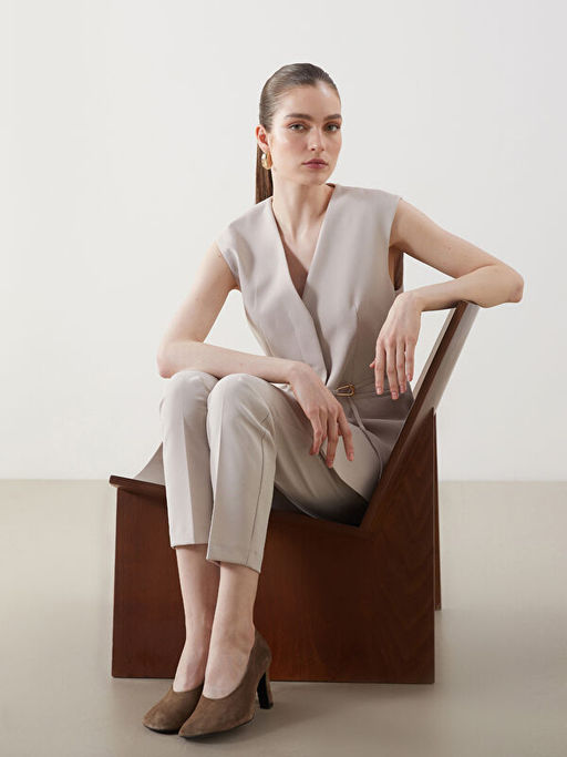 V Yaka Kad?n Klasik Yelek