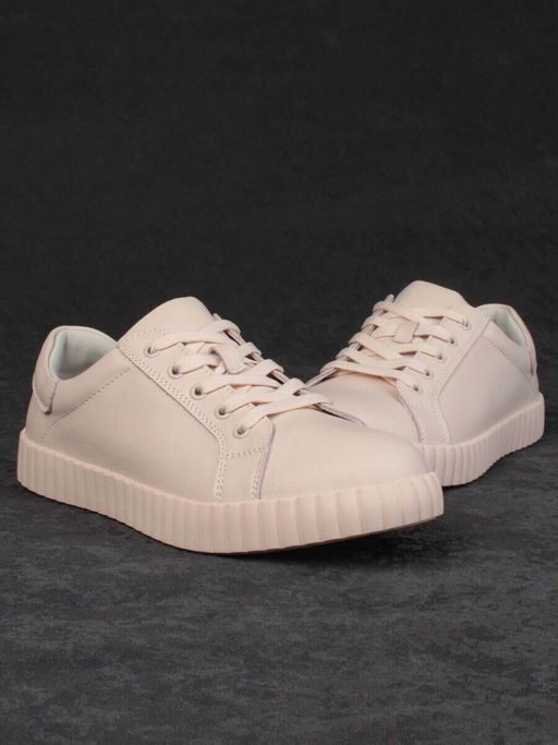 05-PDA175-3 BEIGE/PINK Кроссовки женские (натуральная кожа)