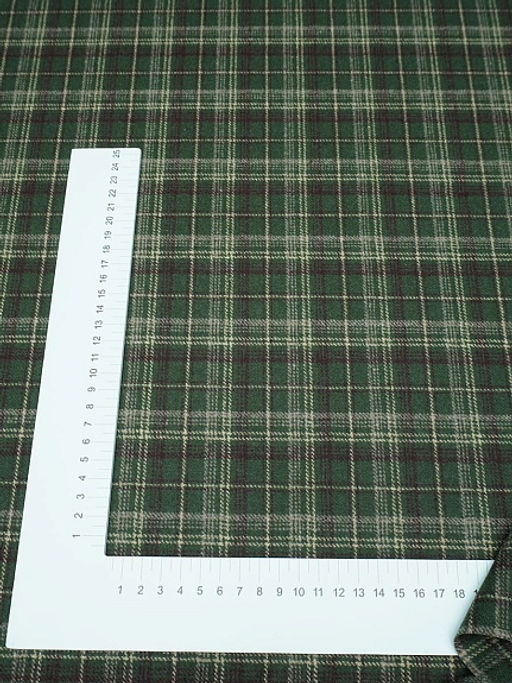 Шерсть пальтово-костюмная Твид Клетка цв.бежево-сливовый на зеленом, ш.1.5м, шерсть-50%, п/э-50% - Купава фото 14