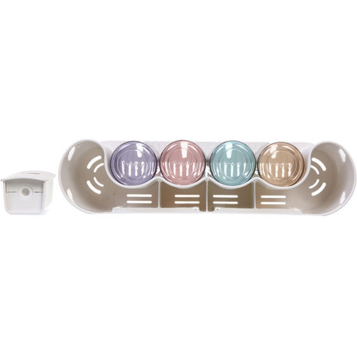 Подставка для умывальных принадлежностей "Универсальная" 4 стакана + дозатор для зубной пасты 6291-2