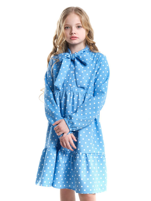 Платье подростковое в горох UD 7014 св.голубой горох - Mini maxi фото 16