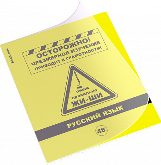 Цена за 5 шт. Тетрадь общая ученическая с пластиковой обложкой на скобе ErichKrause Be Informed, Русский язык, 48 листов, линейка