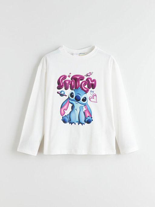 Bisiklet Yaka Stitch Bask?l? K?z ?ocuk Pijama ?st
