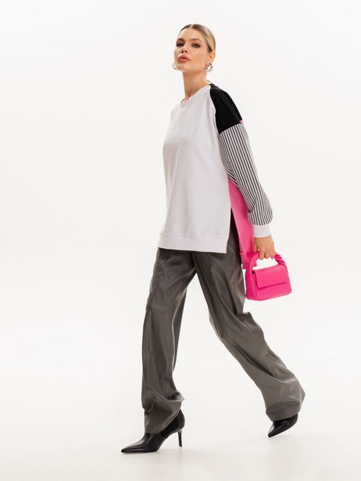 Свитшот с хлопковыми рукавами в полоску 90.2.3 - Sahar art lab фото 7