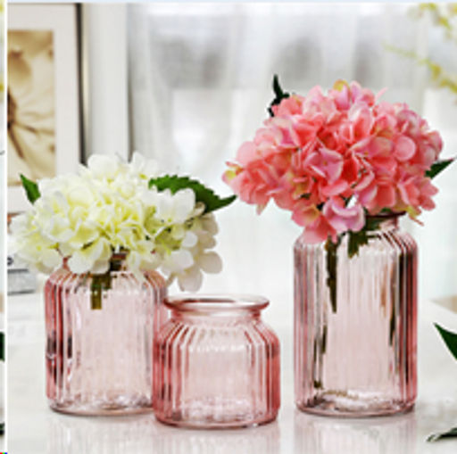 Ваза для цветов розовое стекло / WRD-155 /уп 30/ без и/уп