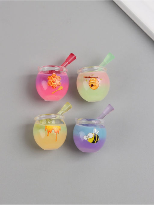 Цена за 4 шт. Подвеска для творчества акрил «Бочонок с мёдом», светится в темноте, 3.2×2.2×2.2 см, МИКС