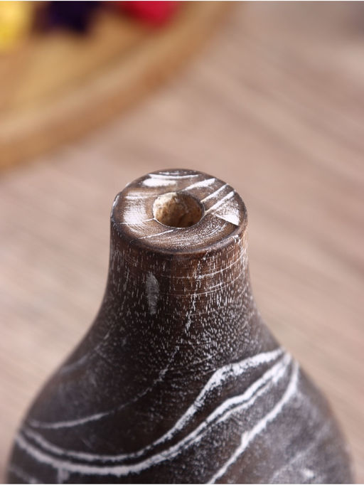 Ваза для сухоцветов «Аделина», 10×10×15 см, дерево джати, тёмно-коричневая