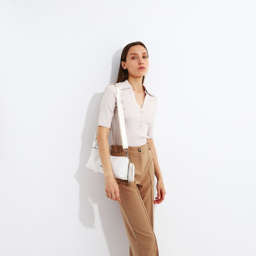 Сумка женская кросс-боди на молнии, 31×7×13 см, белая