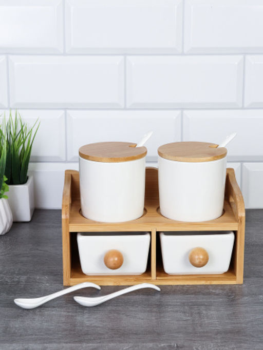 Набор для специй 4 предмета 250 мл с ложками / CF141 /уп 15/ на подставке - Галеонтрейд фото 3