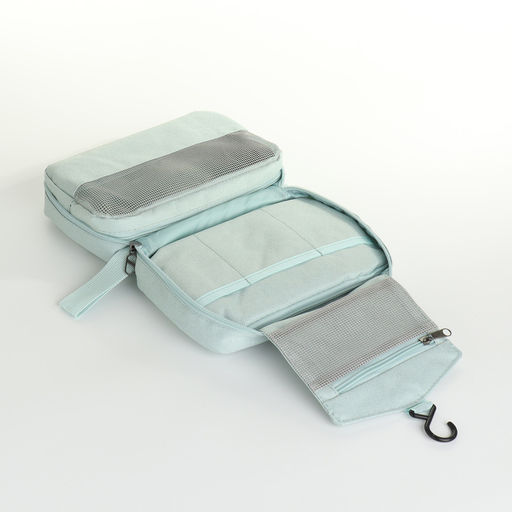 Косметичка-несессер дорожная на молнии, с карманом, крючком, ручкой, голубая - Simaland фото 5