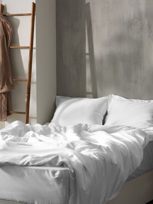 Простыня на резинке 2-спальная SL Home Tencel, 180×200+30 см, тенсель, белая