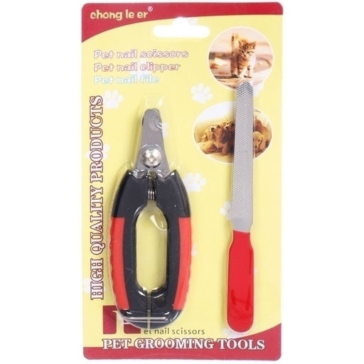 Цена за 2 шт. Набор для груминга "Ухоженный Бро", когтерез и пилка, цвет черный/красный (блистер U)