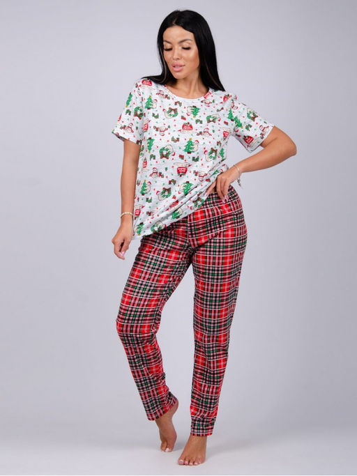 Пижама Праздник шорты, трикотаж - Малина фото 9